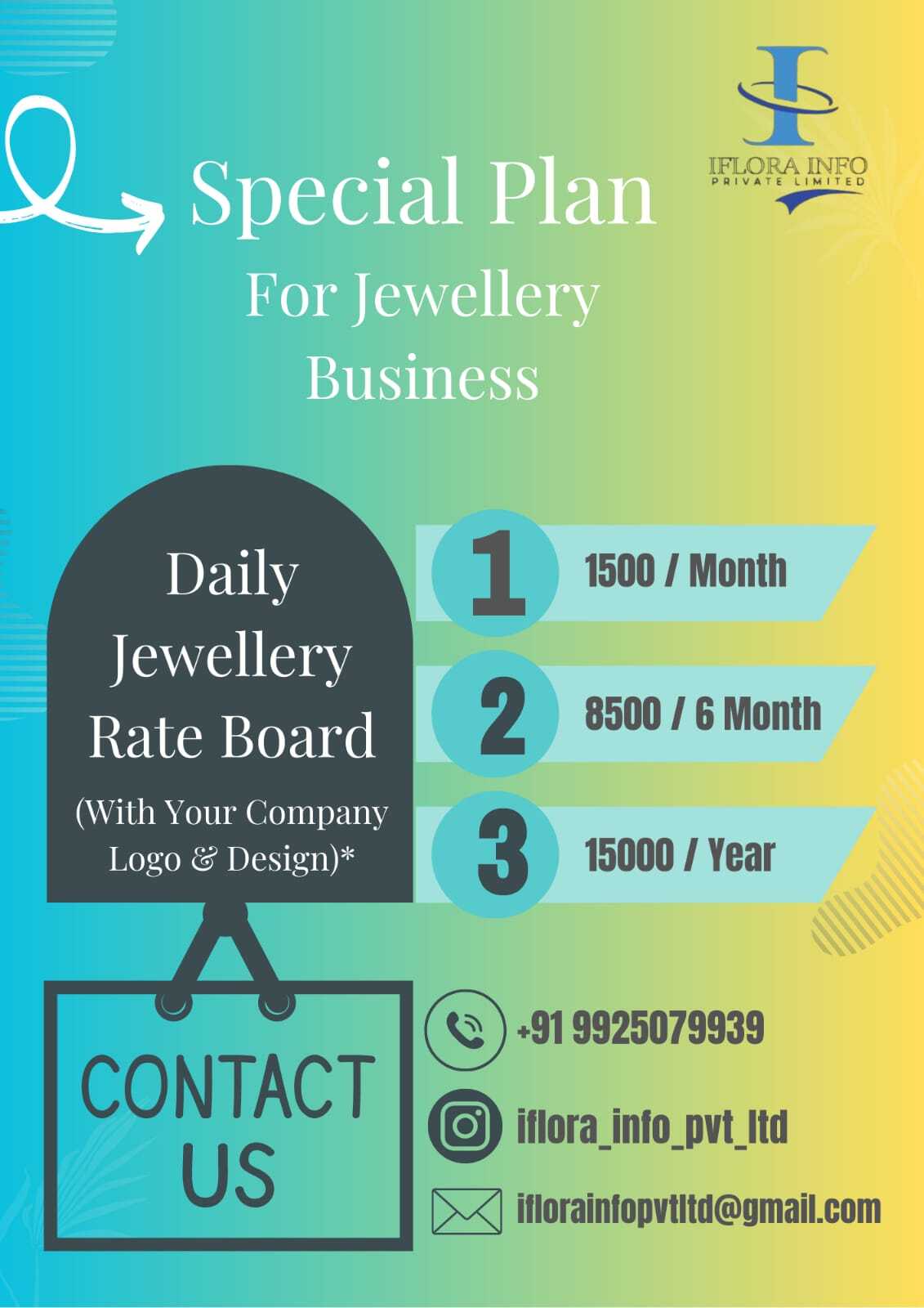 JEWELLERY SPECIAL RATE BOARD PLANS